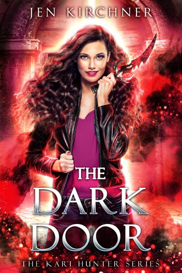 Cover of Kari Hunter #3, The Dark Door, with woman holding black knife